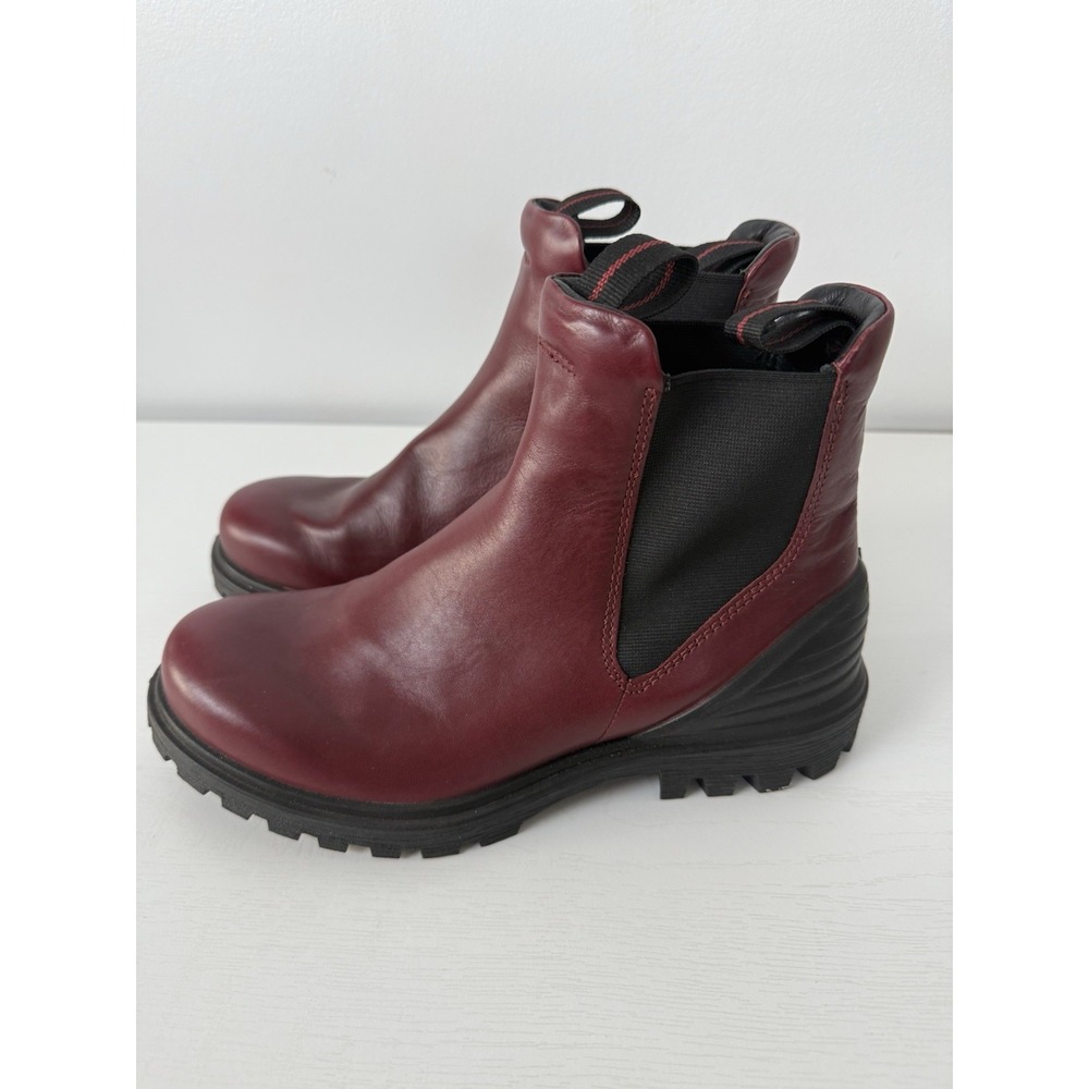 Ecco Women's Tredtray Chelsea Combat Boots Red Leather Size‎ 37 - Picture 4 of 12